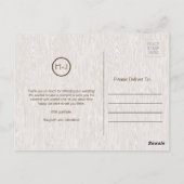 Carte postale de Mariage de bois rustique moderne (Dos)