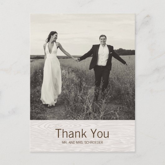 Carte postale de Mariage de bois rustique moderne (Devant)