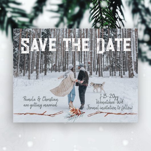Carte postale de Mariage de Pinecone d'hiver Sauve