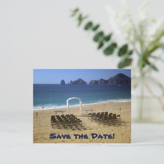 Carte postale de mariage de plage de destination E (Debout devant)