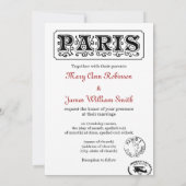 Carte postale de mariage élégant vintage Paris (Dos)