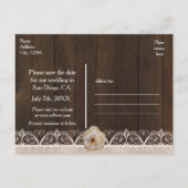 Carte postale de mariage en toile de jute et bois (Dos)