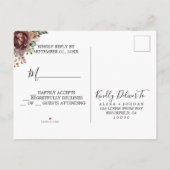 Carte postale de mariage floral aquarelle RSVP Inv (Dos)