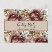 Carte postale de mariage floral aquarelle RSVP Inv (Devant)