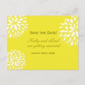 Carte postale de mariage florale moderne jaune et (Devant)