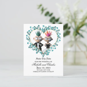 Carte postale de Mariage Funny Cute Punk