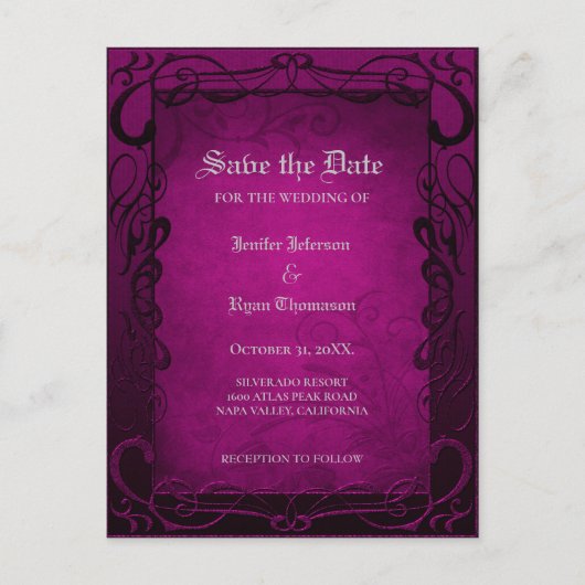 Carte postale de mariage Halloween gothique pour a (Devant)