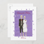 Carte postale de mariage Halloween Skeletons Save (Devant / Derrière)