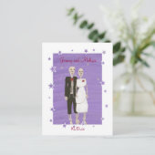 Carte postale de mariage Halloween Skeletons Save (Debout devant)