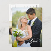 CARTE POSTALE DE MARIAGE MERCI SCRIPT BLANC (Devant / Derrière)