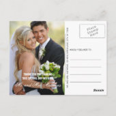 CARTE POSTALE DE MARIAGE MERCI SCRIPT BLANC (Dos)