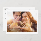 Carte Postale de Mariage Or Écriture Moderne (Devant / Derrière)