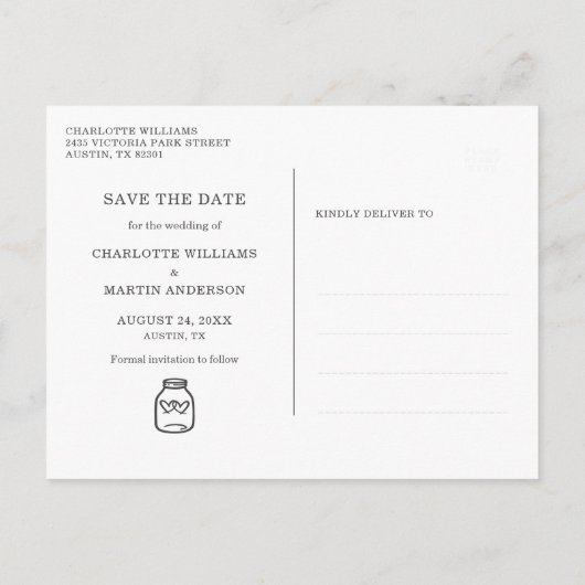Carte postale de mariage Rouge Rustique Save The D (Dos)