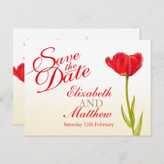 Carte postale de mariage 'save the date' à motif d (Devant / Derrière)