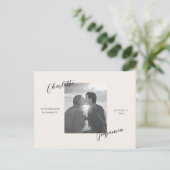Carte postale de mariage simple photo pour annonce (Debout devant)