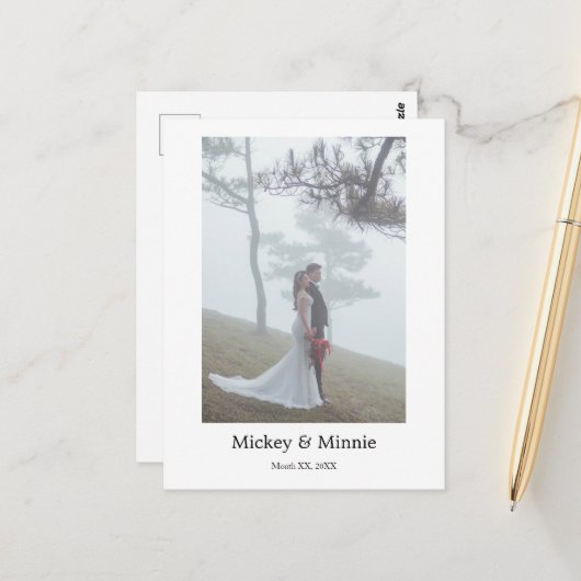 Carte postale de mariage sur mesure à jamais rappe (Devant/Arrière en situation)