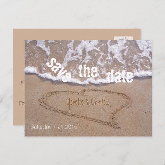 Carte postale de mariage thème plage à conserver p (Devant / Derrière)