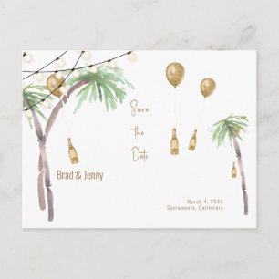 Carte postale de mariage tropical Champagne pour a