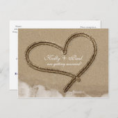 Carte postale de mariage tropical de plage avec cœ (Devant / Derrière)