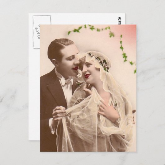 Carte postale de mariage vintage (Devant / Derrière)