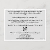 Carte postale de marketing pour restaurant moderne (Dos)