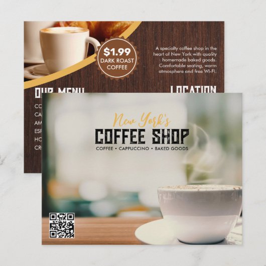 Carte postale de marketing simple pour café (Devant / Derrière)