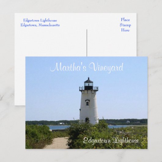 Carte postale de Martha's Vineyard Edgartown Light (Devant / Derrière)