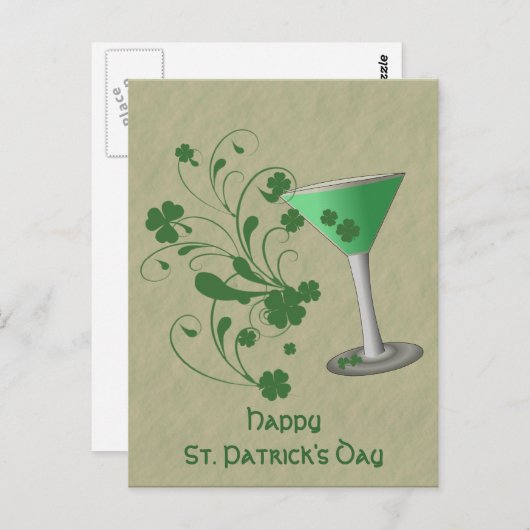 Carte postale de martini de la Saint-Patrick (Devant / Derrière)