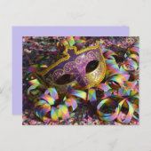 carte postale de masque de carnaval confettis (Devant / Derrière)