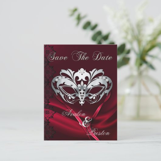 Carte postale de masquerade argentée avec bijou ro (Debout devant)