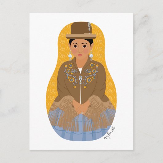 Carte postale de Matriochka bolivienne aymara (Devant)