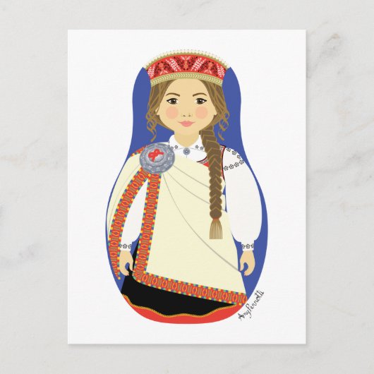 Carte postale de Matriochka lettone brune (Devant)