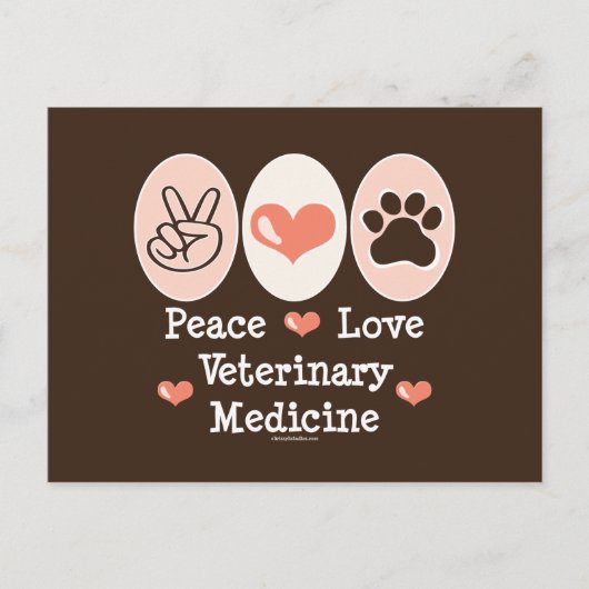 Carte postale de médecine vétérinaire Peace Love (Devant)