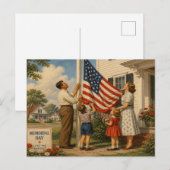 Carte postale de Memorial Day de style rétro améri (Devant / Derrière)