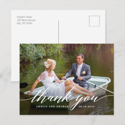 Carte postale de Merci de COULEUR ÉDITABLE à scrip (Devant / Derrière)