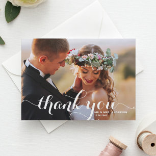 CARTE POSTALE DE MERCI DE MARIAGE DE MANUSCRIT DE