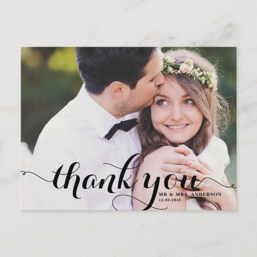 Carte postale de Merci de Mariage de script Foreve (Devant)