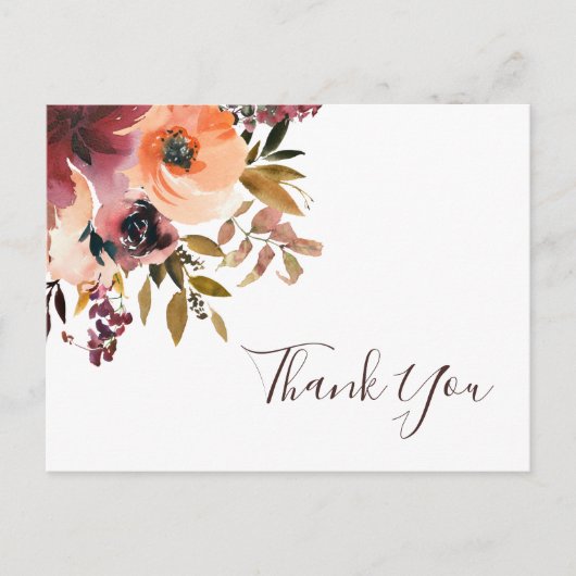 Carte postale de Merci de Mariage Floral Orange de (Devant)