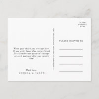 Carte postale de Merci de Mariage minimaliste clas