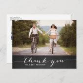 Carte postale de Merci de Mariage rustique à scrip (Devant / Derrière)