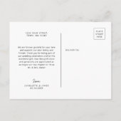 Carte postale de Merci de ruban blanc à main (Dos)