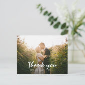 Carte postale de Merci Mariage lettres main chic (Debout devant)