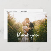 Carte postale de Merci Mariage lettres main chic (Devant / Derrière)