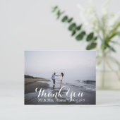 Carte postale de Merci Mariage lettres main chic (Debout devant)
