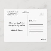 Carte postale de Merci Mariage lettres main chic (Dos)
