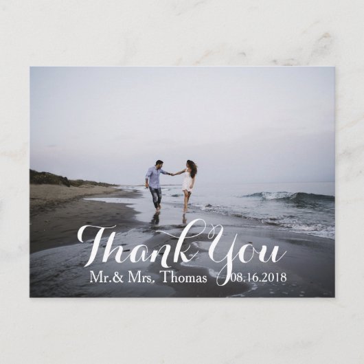 Carte postale de Merci Mariage lettres main chic (Devant)