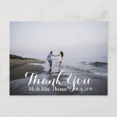 Carte postale de Merci Mariage lettres main chic (Devant)