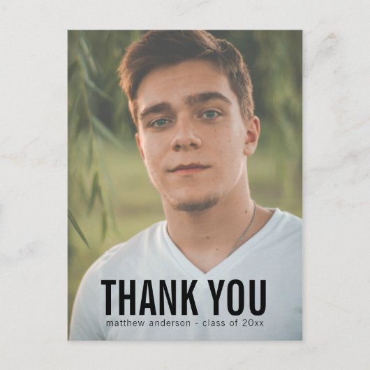 Carte postale de Merci masculin en texte noir (Devant)