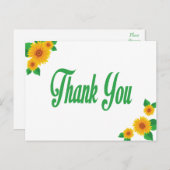 Carte postale de Merci vert de tournesol jaune (Devant / Derrière)