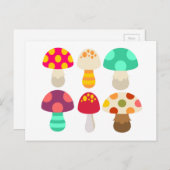 Carte Postale De mignons champignons colorés (Devant / Derrière)